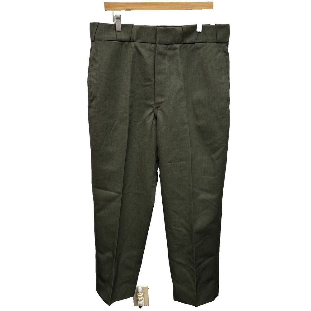 Elbeco Prestige Sheriff Duty Pants 38R Green Wool Polyester Zip Pockets Men